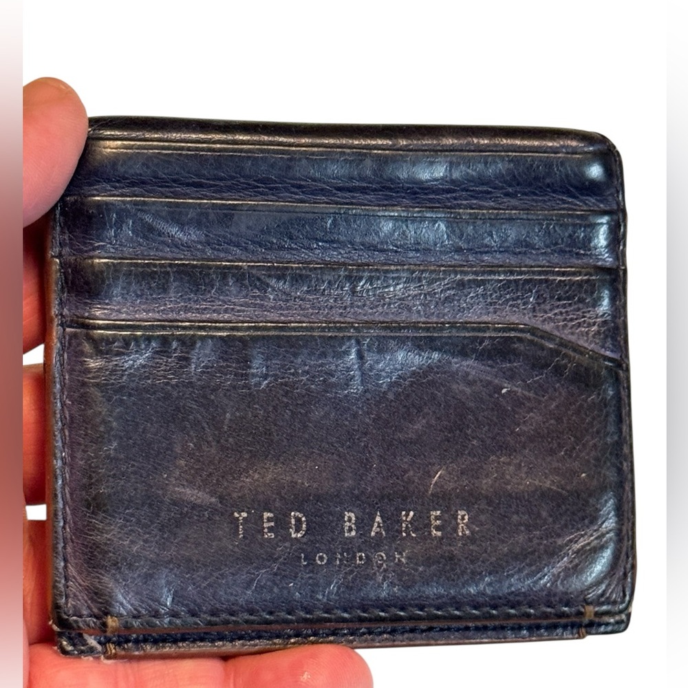 Ted Baker Unique High End Supple Navy Blue Leather Men’s Wallet Card Holder